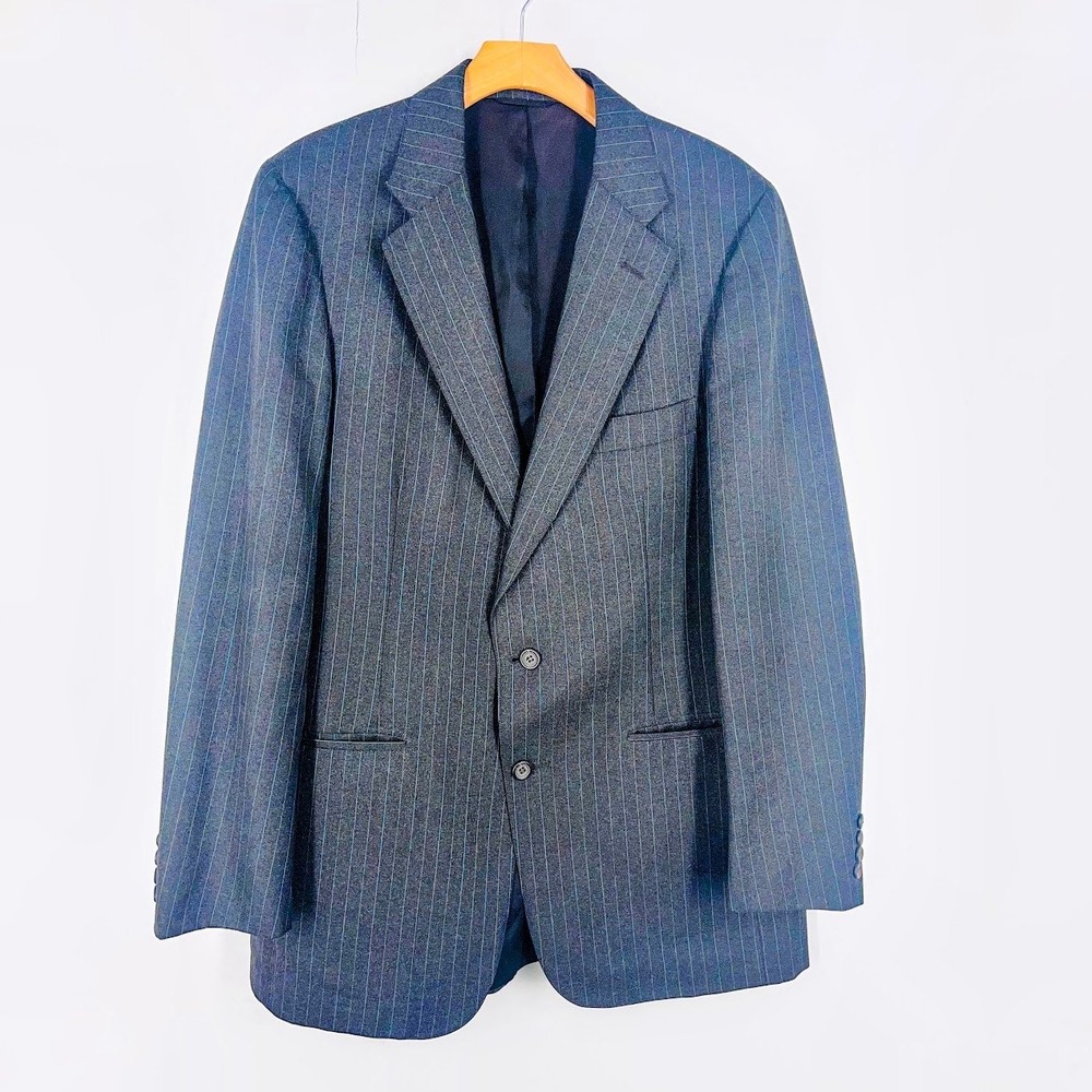 Chaps Ralph Lauren Mens Vintage Pinstripe Two Button Blazer Suit Jacket 42R